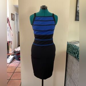 White House Black Market Blue and Black Mini Dress